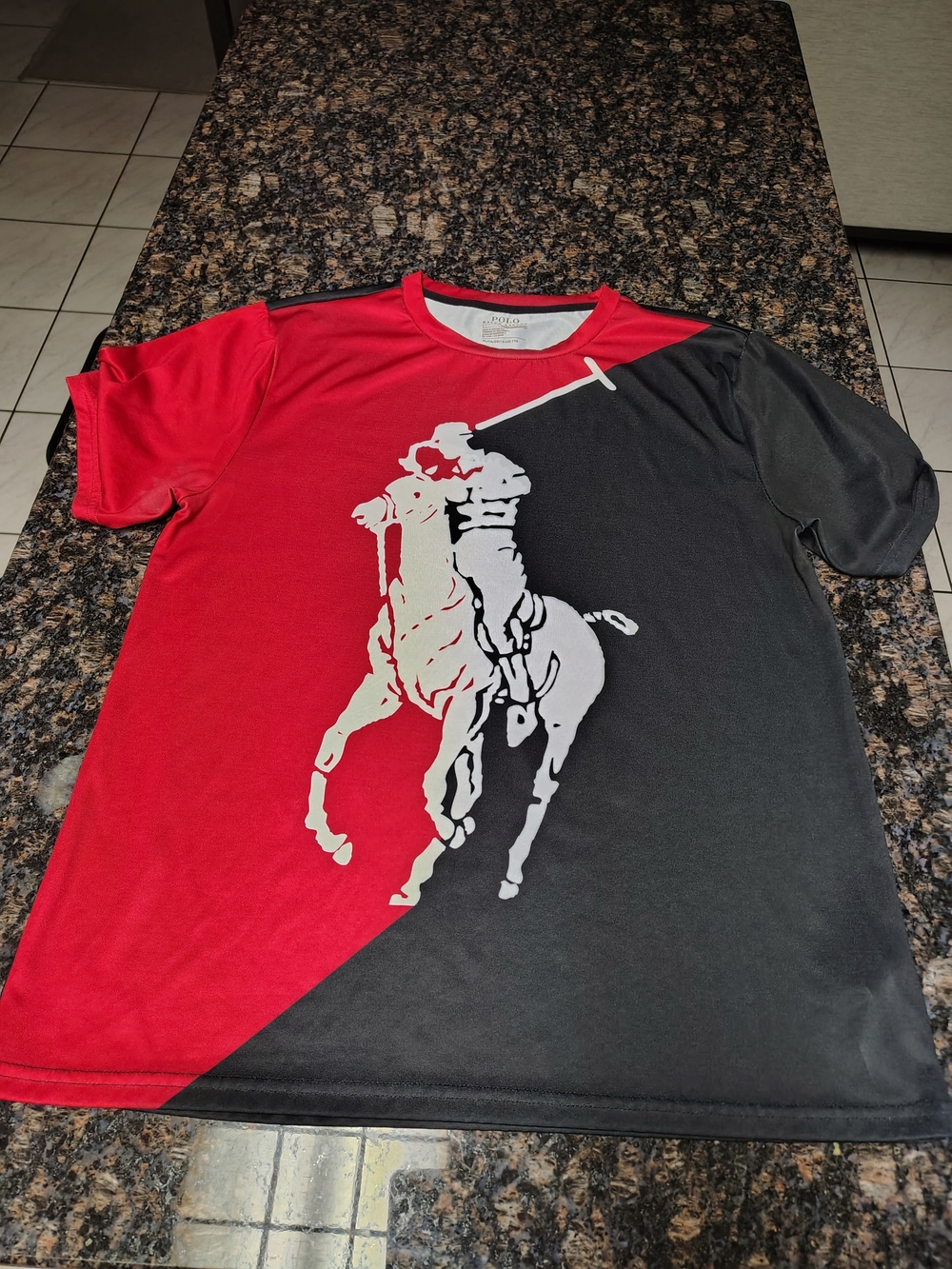 Polo by Ralph Lauren Men’s Red and Black Graphic Polo Tee